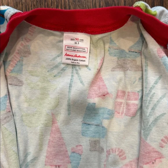 Hanna Andersson christmas holiday Gnome Print Kids Footie pajamas size 3 90 - Picture 5 of 6